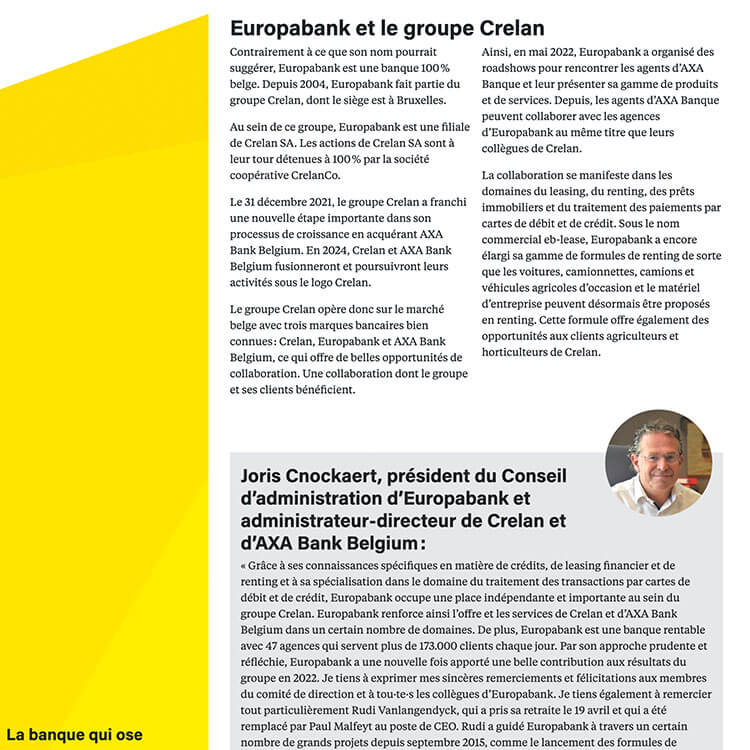 Europabank et Le Groupe Crelan