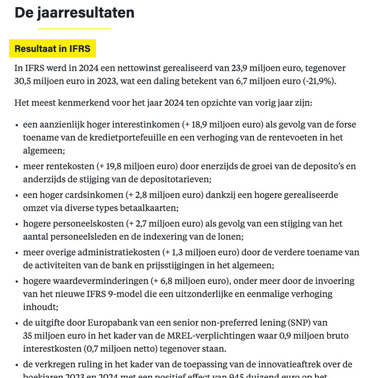 De jaarresultaten